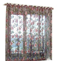 Window Curtain Floral Print Divider Tulle Voile Drape Panel Sheer Scarf Valances Curtains